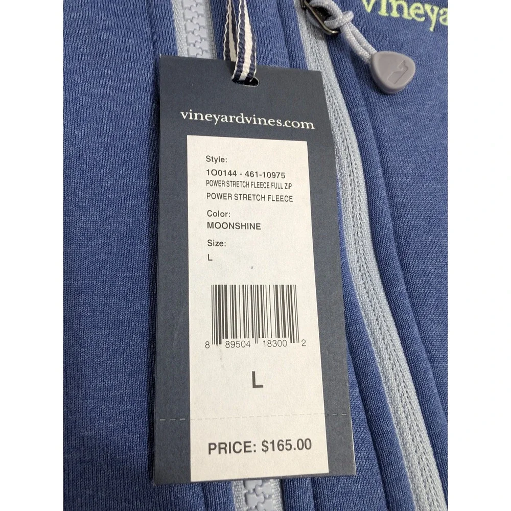 NEW Vineyard‎ Vines Jacket Mens L Full Zip Performance POWER STRETCH Fleece Blue